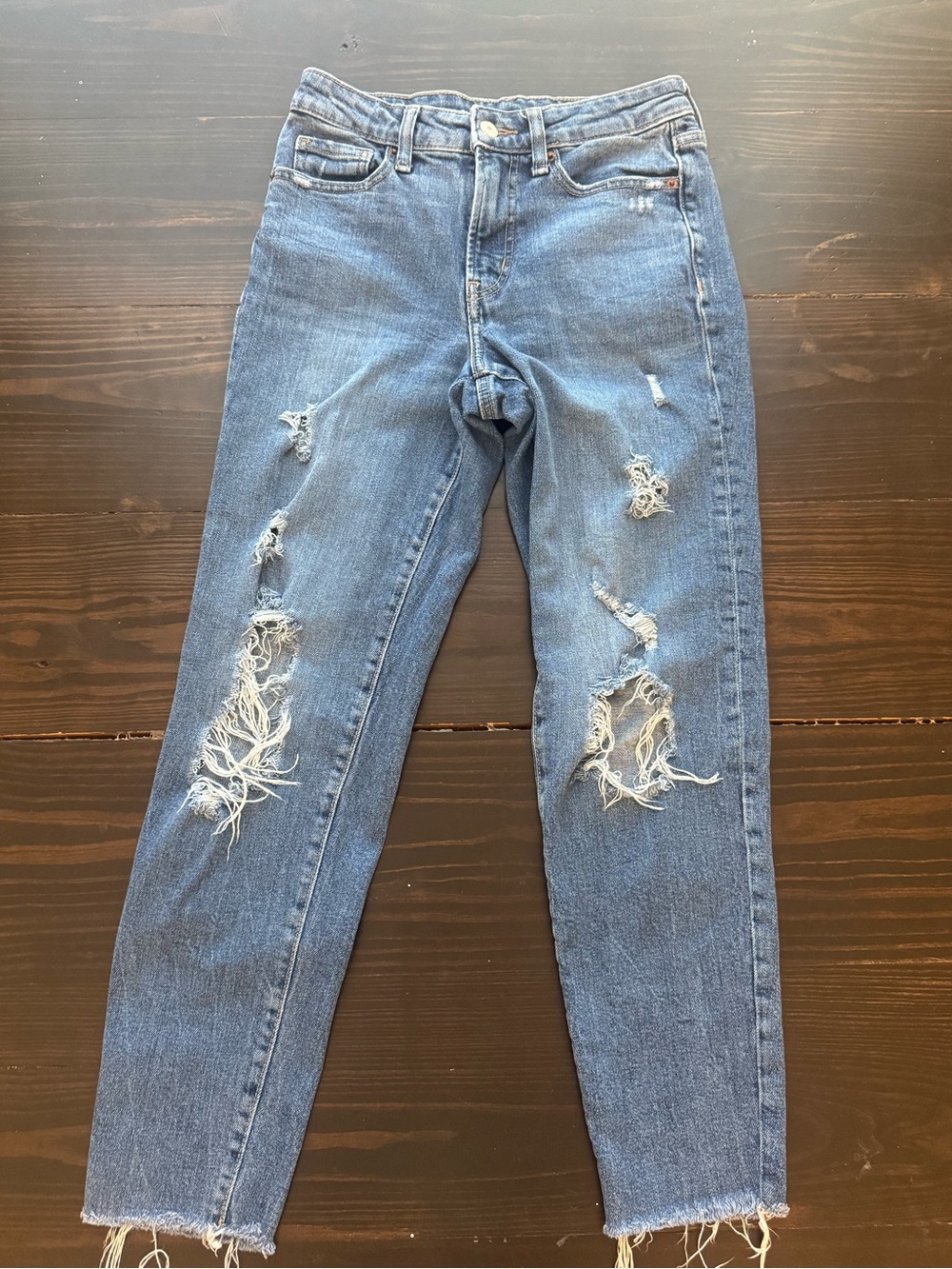 Distressed High-Waist Women’s Jeans - Blue